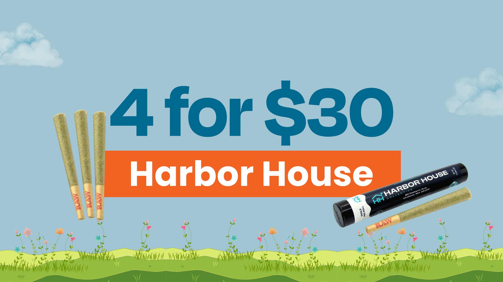 4 Harbor House 1G pre-rolls for $30
