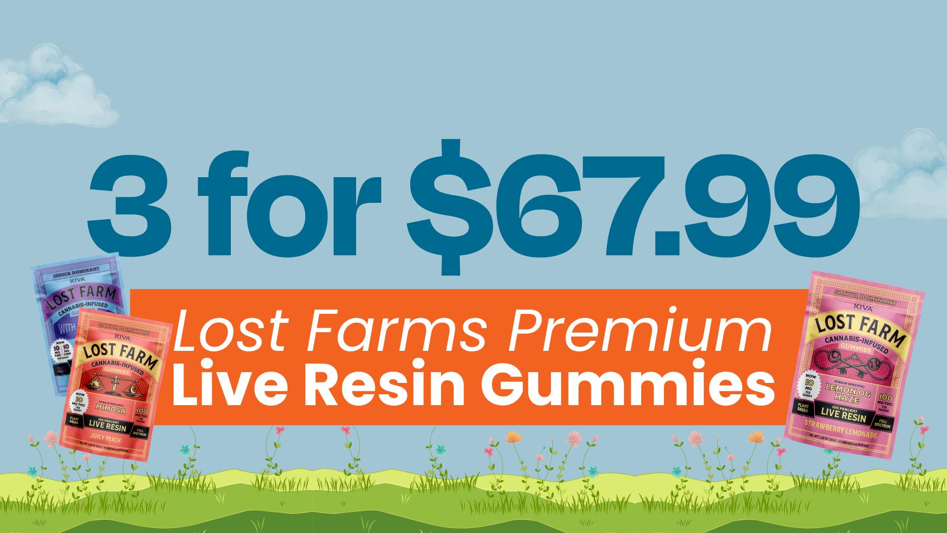 3 for $67.99 - Lost Farms Premium Live Resin Gummies